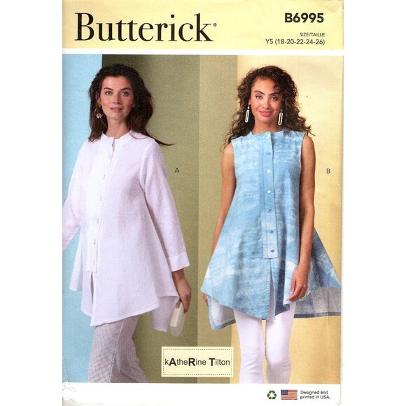 Butterick B6995 Misses 18 to 26 Asymmetrical Tunic Sewing Pattern - Picture 1 of 2